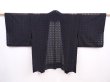Photo1: 6002T07z320 Vintage Japanese Kimono Synthetic See through HAORI Black (1)