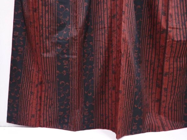 Photo4: 6002T09z800 Vintage Japanese Kimono Silk TSUMUGI Flower Dull red (4)