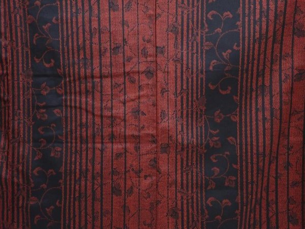 Photo5: 6002T09z800 Vintage Japanese Kimono Silk TSUMUGI Flower Dull red (5)
