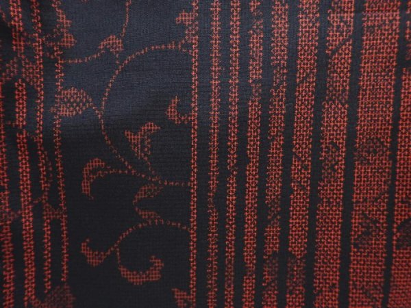 Photo6: 6002T09z800 Vintage Japanese Kimono Silk TSUMUGI Flower Dull red (6)