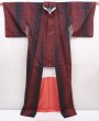 Photo8: 6002T09z800 Vintage Japanese Kimono Silk TSUMUGI Flower Dull red (8)