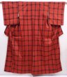 Photo1: 6002T10z740 Vintage Japanese Kimono Silk TSUMUGI  Dark red (1)