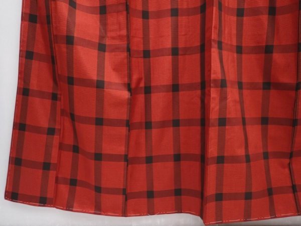 Photo4: 6002T10z740 Vintage Japanese Kimono Silk TSUMUGI  Dark red (4)