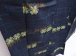 Photo3: 6002T11z780 Vintage Japanese Kimono Silk TSUMUGI Flower Navy (3)