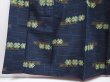 Photo4: 6002T11z780 Vintage Japanese Kimono Silk TSUMUGI Flower Navy (4)