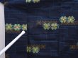 Photo7: 6002T11z780 Vintage Japanese Kimono Silk TSUMUGI Flower Navy (7)