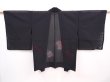 Photo1: 6004T03z310 Vintage Japanese Kimono Silk See through HAORI  Black (1)