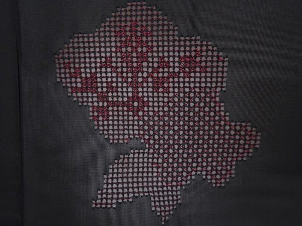 Photo4: 6004T03z310 Vintage Japanese Kimono Silk See through HAORI  Black (4)