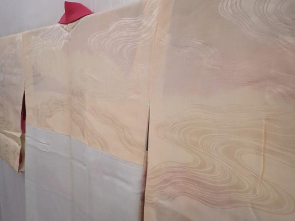 Photo7: 6004T04z650 Vintage Japanese Kimono Silk HAORI Cloud Wine red (7)