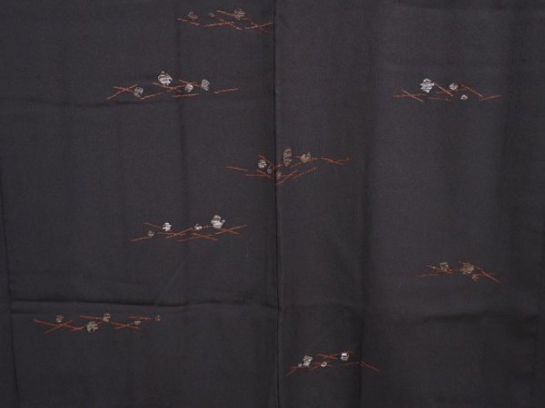Photo4: 6004T05z560 Vintage Japanese Kimono Silk HAORI  Black (4)