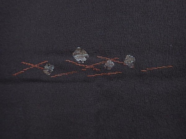 Photo5: 6004T05z560 Vintage Japanese Kimono Silk HAORI  Black (5)