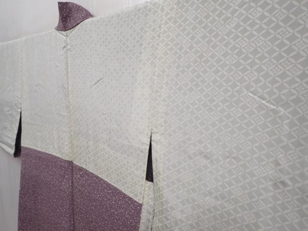 Photo7: 6004T06z520 Vintage Japanese Kimono Silk HAORI  Ash purple (7)
