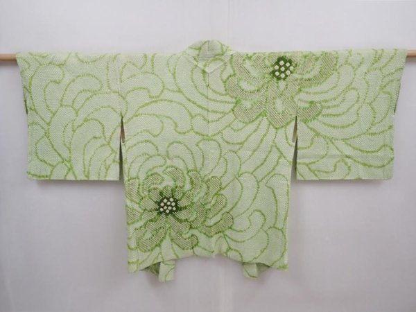 Photo1: 6004T08z500 Vintage Japanese Kimono Silk SHIBORI HAORI Chrysanthemum (1)