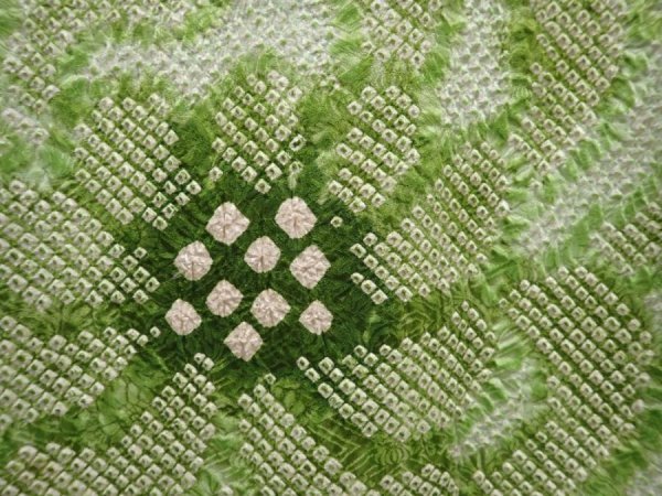 Photo4: 6004T08z500 Vintage Japanese Kimono Silk SHIBORI HAORI Chrysanthemum (4)