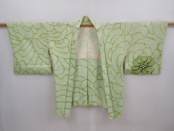 Photo5: 6004T08z500 Vintage Japanese Kimono Silk SHIBORI HAORI Chrysanthemum (5)