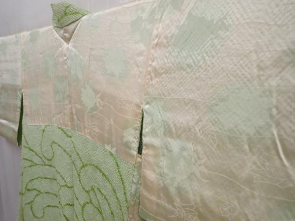 Photo7: 6004T08z500 Vintage Japanese Kimono Silk SHIBORI HAORI Chrysanthemum (7)