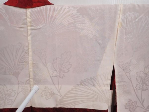 Photo8: 6004T09z590 Vintage Japanese Kimono Silk HAORI Maple Dark red (8)