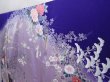 Photo2: 6004T12z1230 Vintage Japanese Kimono Silk FURISODE Flowers Dark lavender blue (2)
