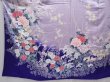 Photo5: 6004T12z1230 Vintage Japanese Kimono Silk FURISODE Flowers Dark lavender blue (5)
