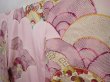 Photo2: 6004T13z1170 Vintage Japanese Kimono Silk FURISODE Seigaiha Pink (2)