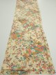 Photo5: 2L01z70  Japanese Kimono Silk  FABRIC Flowers Light yellow 46.5x14.4 (5)