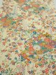 Photo1: 2L04z90  Japanese Kimono Silk  FABRIC Flowers Light yellow 65.7x14.6 (1)