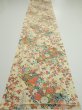Photo5: 2L05z90  Japanese Kimono Silk  FABRIC Flowers Light yellow 65.7x14.4 (5)