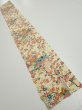 Photo2: 2L07z40  Japanese Kimono Silk  FABRIC Flowers Light yellow 53.5x7.3 (2)