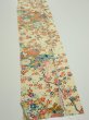 Photo3: 2L07z40  Japanese Kimono Silk  FABRIC Flowers Light yellow 53.5x7.3 (3)