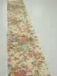 Photo4: 2L07z40  Japanese Kimono Silk  FABRIC Flowers Light yellow 53.5x7.3 (4)