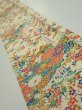 Photo1: 2L08z40  Japanese Kimono Silk  FABRIC Flowers Light yellow 58.3x7.1 (1)