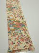 Photo2: 2L08z40  Japanese Kimono Silk  FABRIC Flowers Light yellow 58.3x7.1 (2)