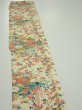 Photo4: 2L08z40  Japanese Kimono Silk  FABRIC Flowers Light yellow 58.3x7.1 (4)
