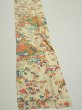 Photo3: 2L09z60  Japanese Kimono Silk  FABRIC Flowers Light yellow 81.1x7.3 (3)