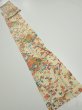 Photo5: 2L09z60  Japanese Kimono Silk  FABRIC Flowers Light yellow 81.1x7.3 (5)