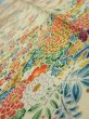 Photo3: 2L10z30  Japanese Kimono Silk  FABRIC Flowers Light yellow 35.8x7.3 (3)
