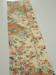 Photo4: 2L10z30  Japanese Kimono Silk  FABRIC Flowers Light yellow 35.8x7.3 (4)