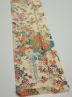 Photo5: 2L10z30  Japanese Kimono Silk  FABRIC Flowers Light yellow 35.8x7.3 (5)