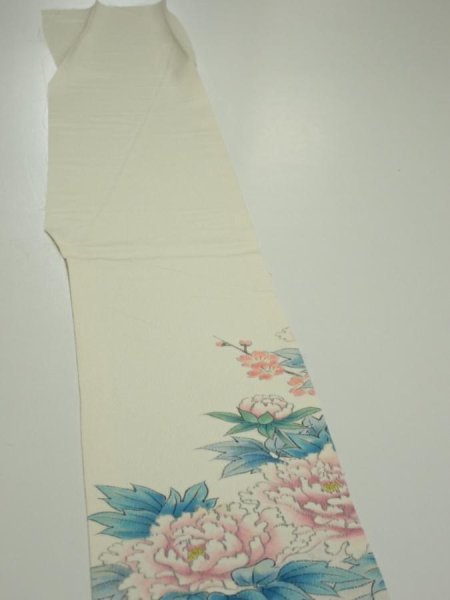 Photo3: 2L06z40  Japanese Kimono Silk  FABRIC  Off-white 61.8x7.1 (3)