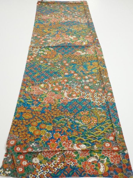 Photo4: 2L01z70  Japanese Kimono Silk  FABRIC Hand drum Marine blue 46.5x15.0 (4)