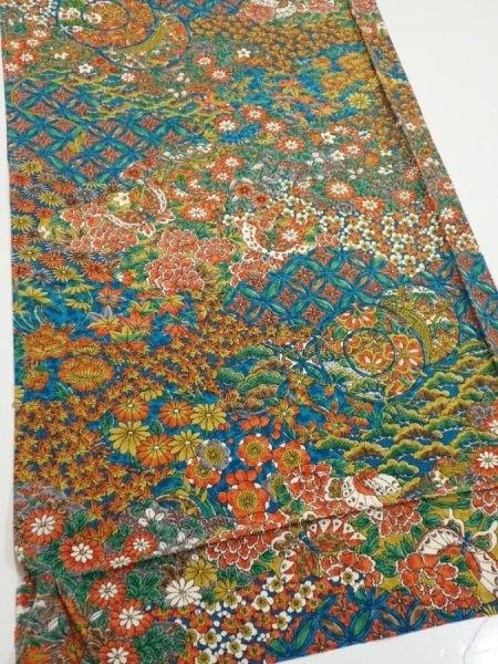 Photo4: 2L02z70  Japanese Kimono Silk  FABRIC Hand drum Marine blue 46.5x15.0 (4)