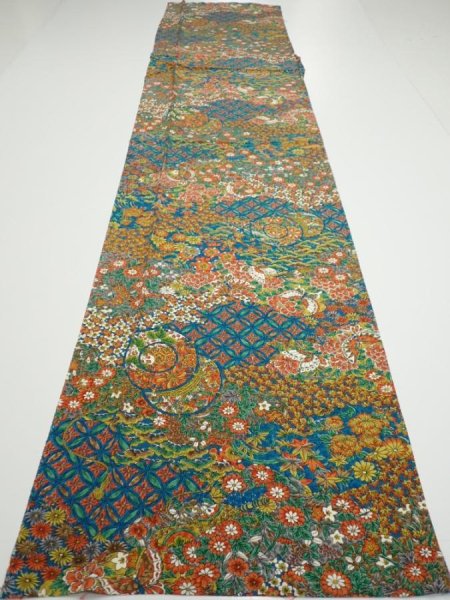 Photo5: 2L04z90  Japanese Kimono Silk  FABRIC Hand drum Marine blue 64.6x15.0 (5)