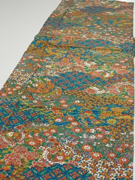 Photo3: 2L05z90  Japanese Kimono Silk  FABRIC Hand drum Marine blue 64.6x15.0 (3)