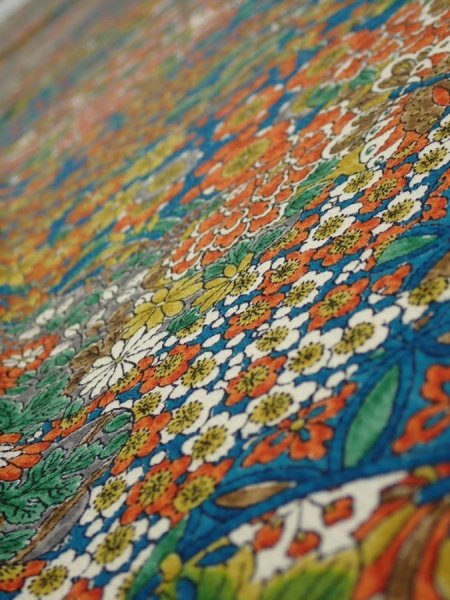 Photo4: 2L05z90  Japanese Kimono Silk  FABRIC Hand drum Marine blue 64.6x15.0 (4)