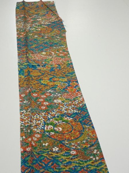 Photo3: 2L07z40  Japanese Kimono Silk  FABRIC Hand drum Marine blue 55.9x7.7 (3)