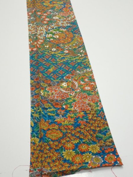 Photo2: 2L08z50  Japanese Kimono Silk  FABRIC Hand drum Marine blue 55.9x7.7 (2)