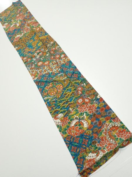 Photo1: 2L10z30  Japanese Kimono Silk  FABRIC Hand drum Marine blue 36.2x6.9 (1)