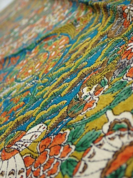 Photo3: 2L10z30  Japanese Kimono Silk  FABRIC Hand drum Marine blue 36.2x6.9 (3)