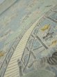 Photo4: 2L01z60  Japanese Kimono Crepe Silk  FABRIC Scenery Dull light blue 42.9x14.0 (4)