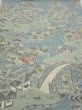 Photo1: 2L02z60  Japanese Kimono Crepe Silk  FABRIC Scenery Dull light blue 42.9x14.0 (1)